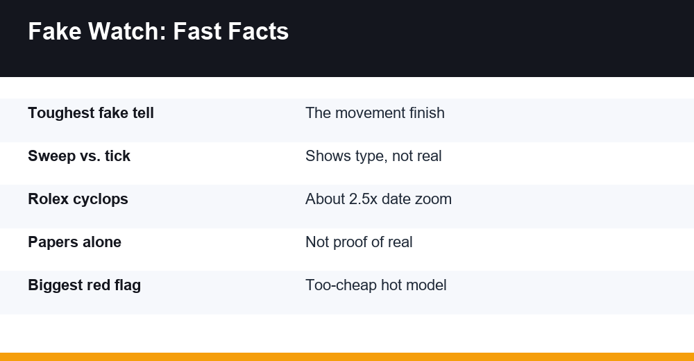 how to spot a fake watch — infographie