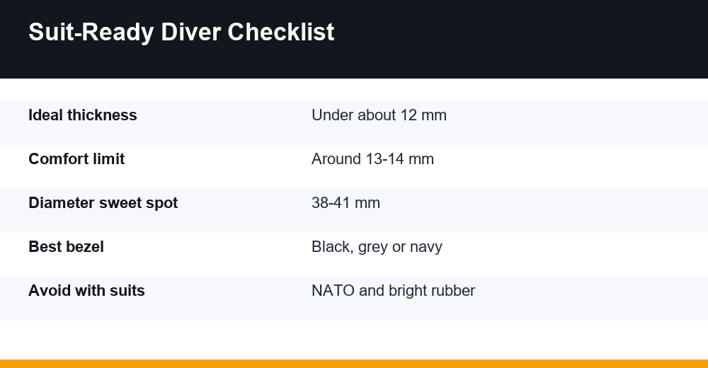 dive watch with a suit — infographic